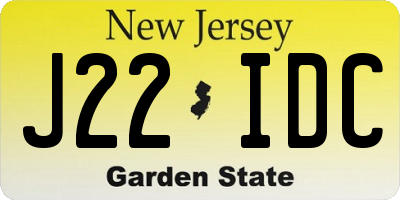 NJ license plate J22IDC