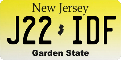 NJ license plate J22IDF