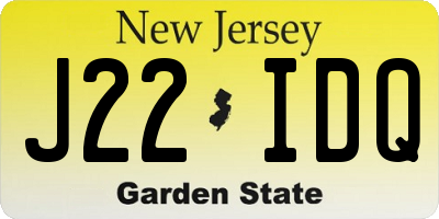NJ license plate J22IDQ