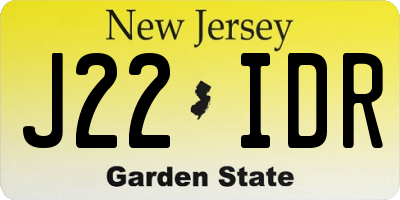 NJ license plate J22IDR