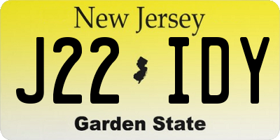 NJ license plate J22IDY