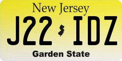 NJ license plate J22IDZ
