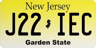 NJ license plate J22IEC