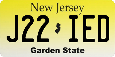 NJ license plate J22IED