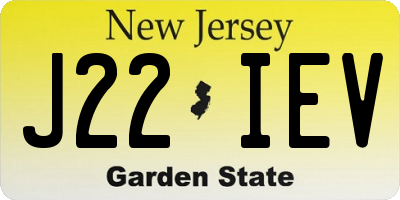 NJ license plate J22IEV