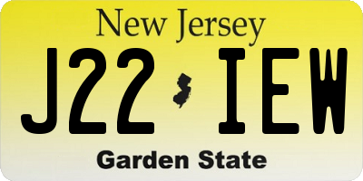 NJ license plate J22IEW