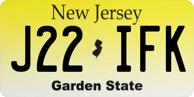 NJ license plate J22IFK