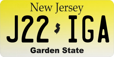 NJ license plate J22IGA