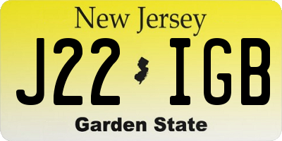 NJ license plate J22IGB
