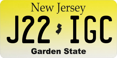 NJ license plate J22IGC