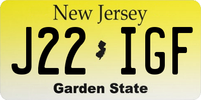NJ license plate J22IGF