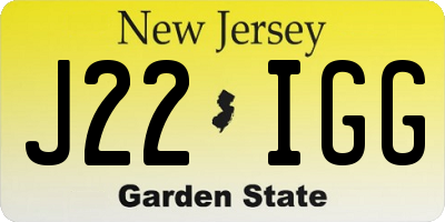 NJ license plate J22IGG