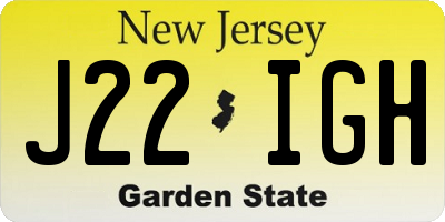 NJ license plate J22IGH