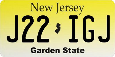 NJ license plate J22IGJ