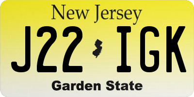 NJ license plate J22IGK