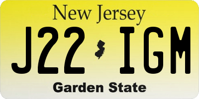 NJ license plate J22IGM