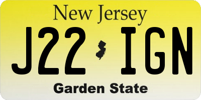 NJ license plate J22IGN