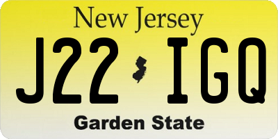 NJ license plate J22IGQ