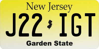 NJ license plate J22IGT