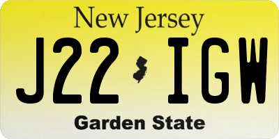 NJ license plate J22IGW