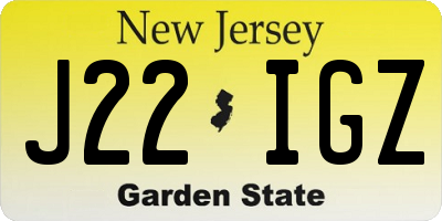 NJ license plate J22IGZ