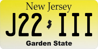NJ license plate J22III