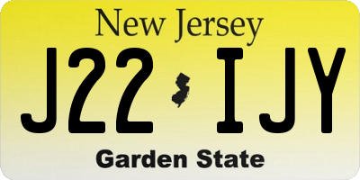 NJ license plate J22IJY