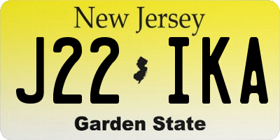 NJ license plate J22IKA