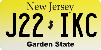 NJ license plate J22IKC