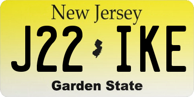 NJ license plate J22IKE
