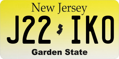 NJ license plate J22IKO
