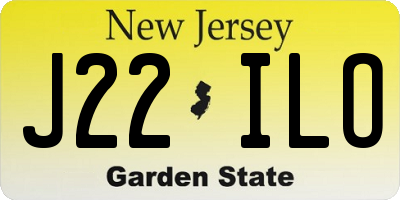 NJ license plate J22ILO