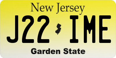 NJ license plate J22IME