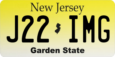 NJ license plate J22IMG