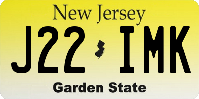 NJ license plate J22IMK