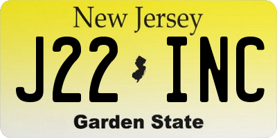 NJ license plate J22INC
