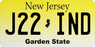 NJ license plate J22IND