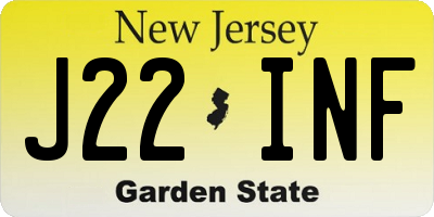 NJ license plate J22INF