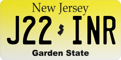 NJ license plate J22INR