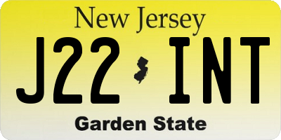 NJ license plate J22INT
