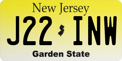 NJ license plate J22INW