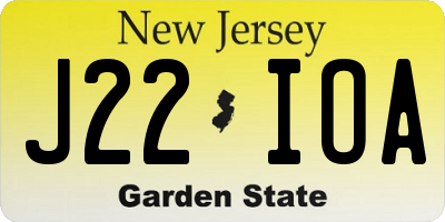 NJ license plate J22IOA
