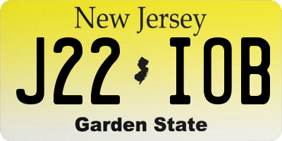 NJ license plate J22IOB