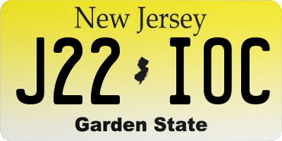 NJ license plate J22IOC