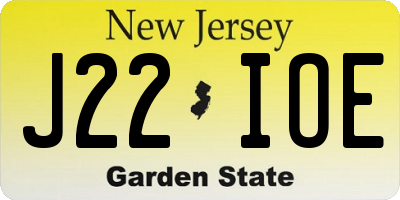 NJ license plate J22IOE