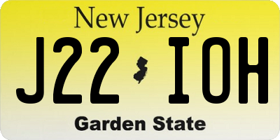 NJ license plate J22IOH