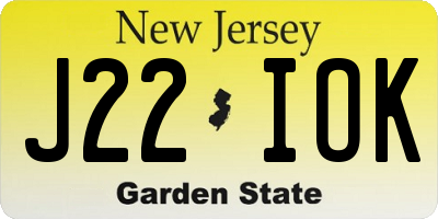 NJ license plate J22IOK