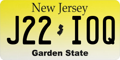 NJ license plate J22IOQ
