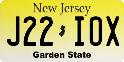 NJ license plate J22IOX
