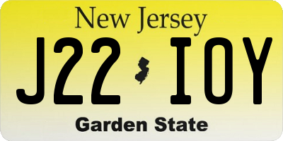 NJ license plate J22IOY